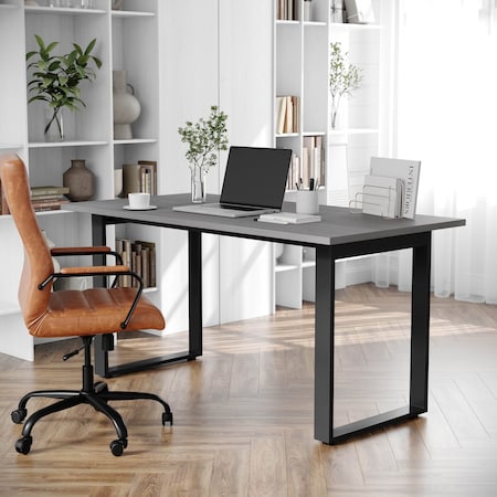 Flash Furniture Redmond 60x30 Conf Tbl w/1in. Thick Dbl Sided Laminate Tbl Top w/PVC and U-Frame Steel Bse, Gry Oak MT-M6030-LTGRY-UBF-GG